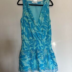 Amanda Uprichard Blue Leaf Print Dress